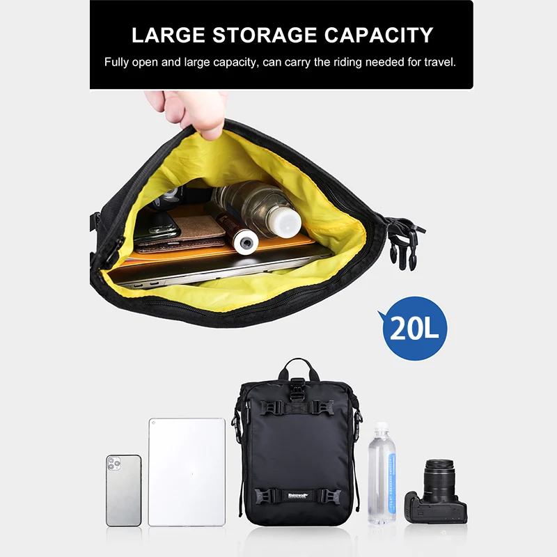 

Rhinowalk Pannier Bag Bicycle Waterproof Motorbike Bag MTB Road Rear Rack Cycling Rear Seat Bag Backpack 20L(Black)