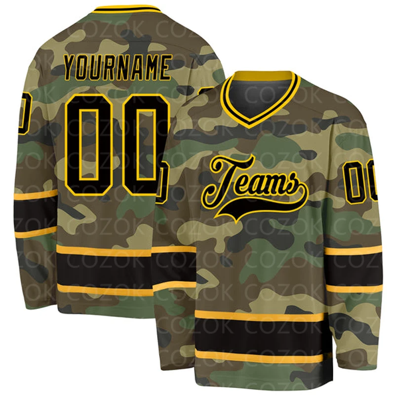 

Custom Vintage Camouflage Hockey 3D Print You Name Number Men Women Ice Hockey Jersey Competition Training Jerseys