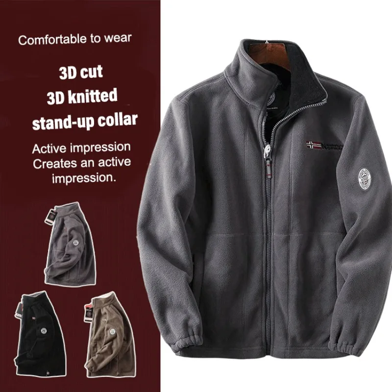 SingledoublesidedfleececoatMenswarmjacketpolarfleecejacket