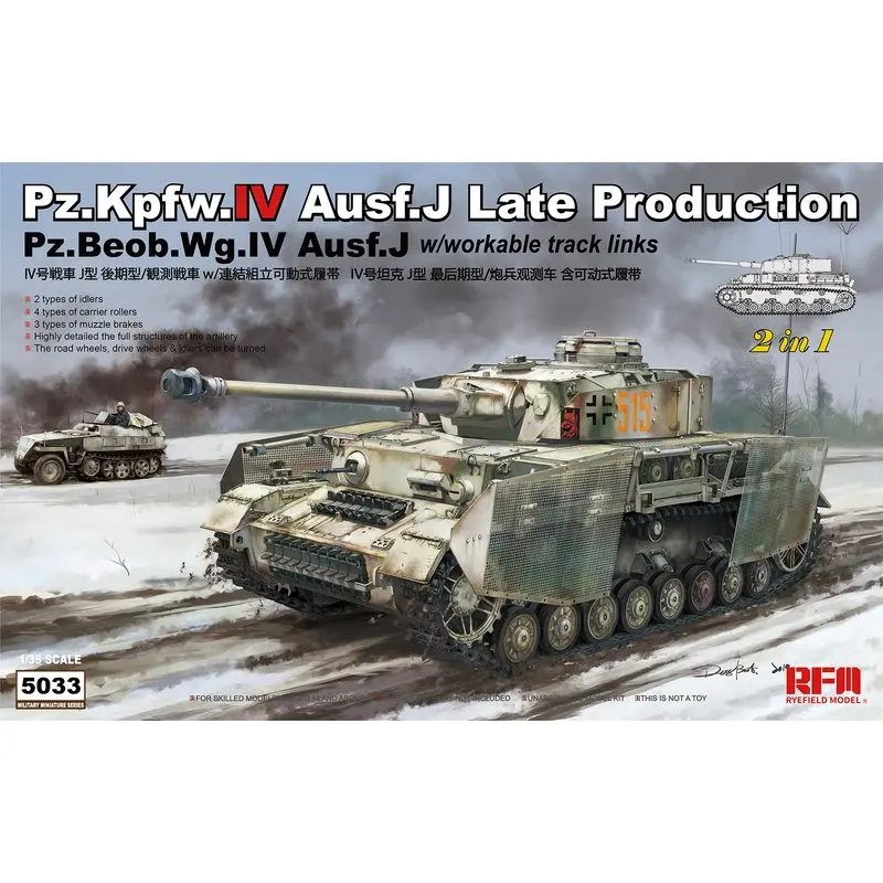 Rye Campo Modello Rfm Rm-5033 1/35 Pz.Kpfw.Iv Ausf.J Produzione Tardiva W/Realizzabile Pista Links-Bilancia Modello Kit