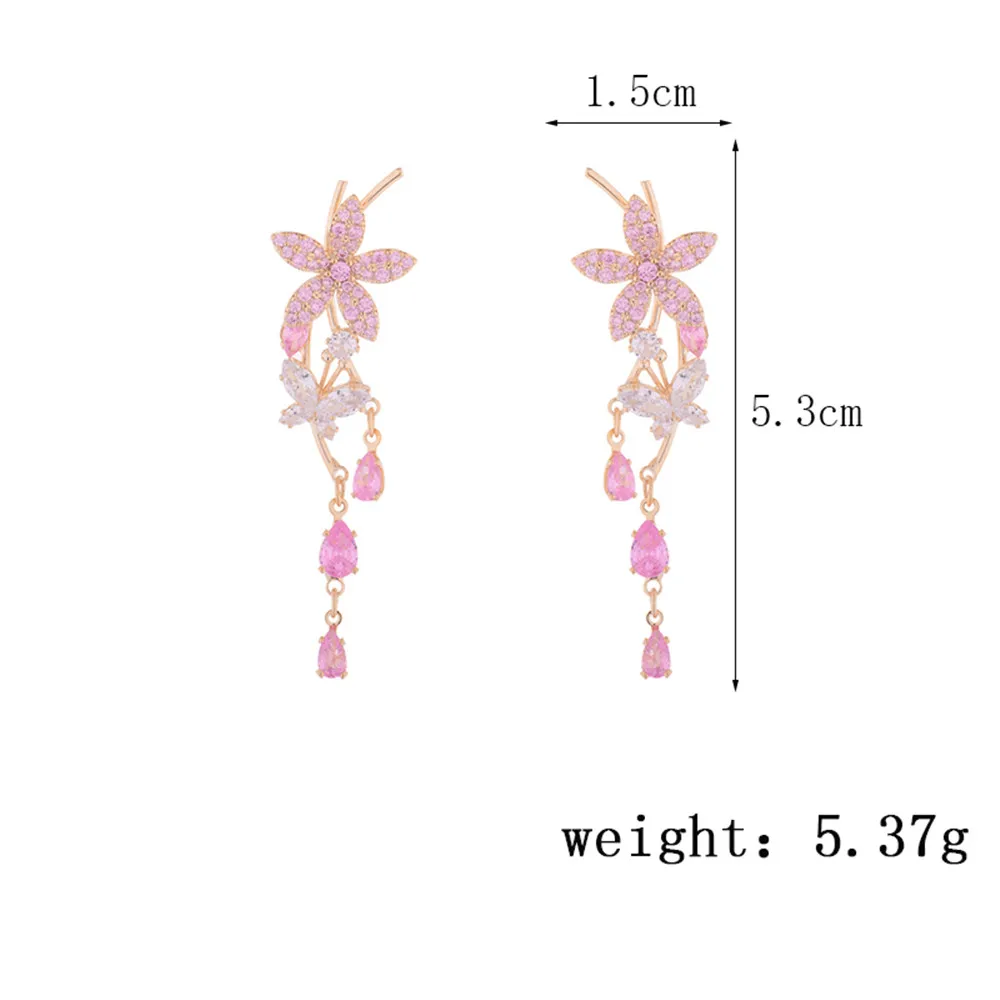 YAZILIND Orecchini Pendenti A Goccia: Placcato Oro Con Zirconia Cubica, Design Floreale, Gioielli Eleganti Per Donna