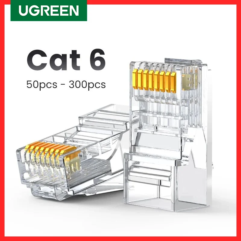 

Соединитель UGREEN RJ45 для кабеля Ethernet, соединитель Cat6, 50 шт.-300 шт., обжимные соединители для кабеля Ethernet, сетевой разъем UTP для сети