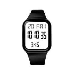 Unisex Trendy Sports Waterproof Multifunctional Digital Watch (Black white)
