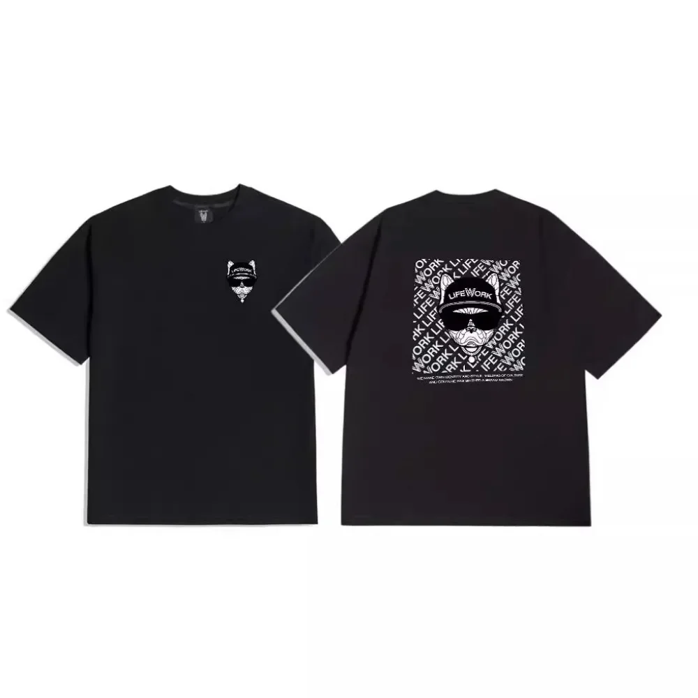 LIFEWORK HIDEAWAY 2025 Summer New models Half sleeved T-shirt French Bulldog Pattern Trendy T-shirt Tops Men And Women