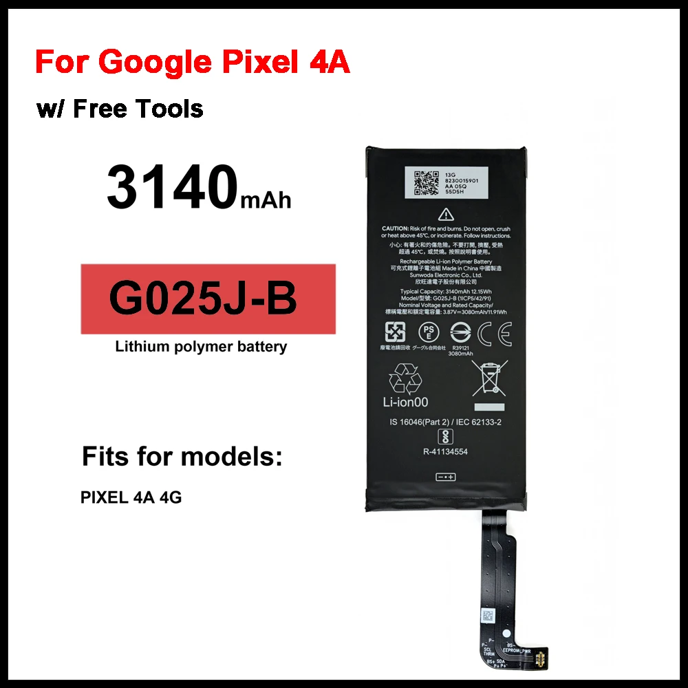 

G025J-B Battery For Google Pixel 4A Genuine Replacement Phone Battery + Free Tools