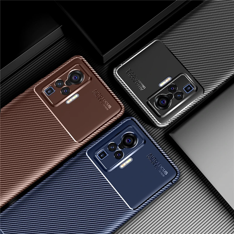 For Vivo X50 Pro Bumper Anti knock Rubber Silicone Case Cover Carbon