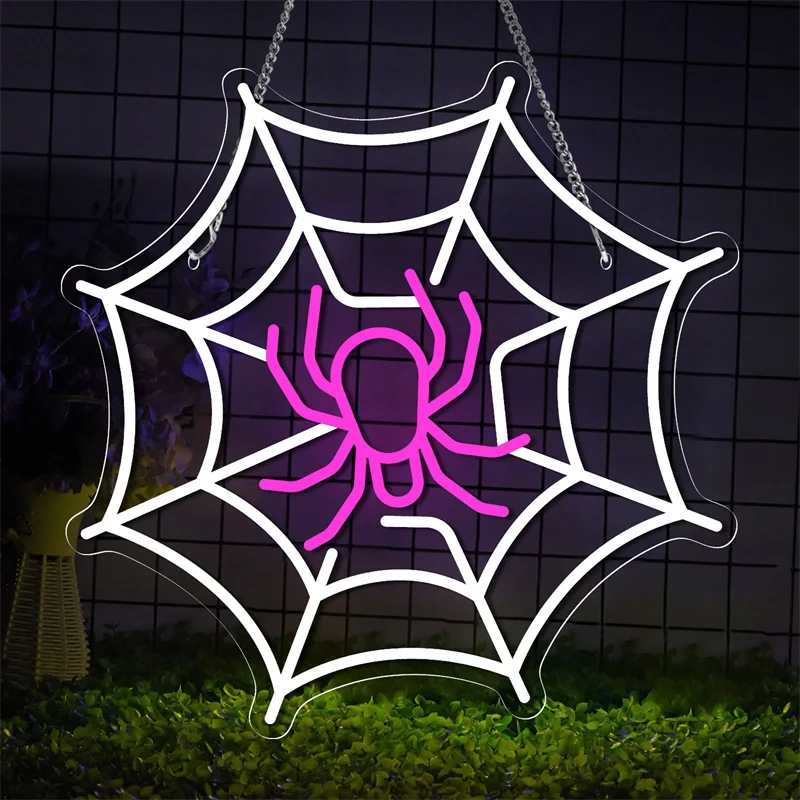 

Spider Web LED Neon Light Sign Acrylic Neon Sign USB Dimmer Switch For Gaming Room Bar Halloween Party Wall Art Decor LED Signs