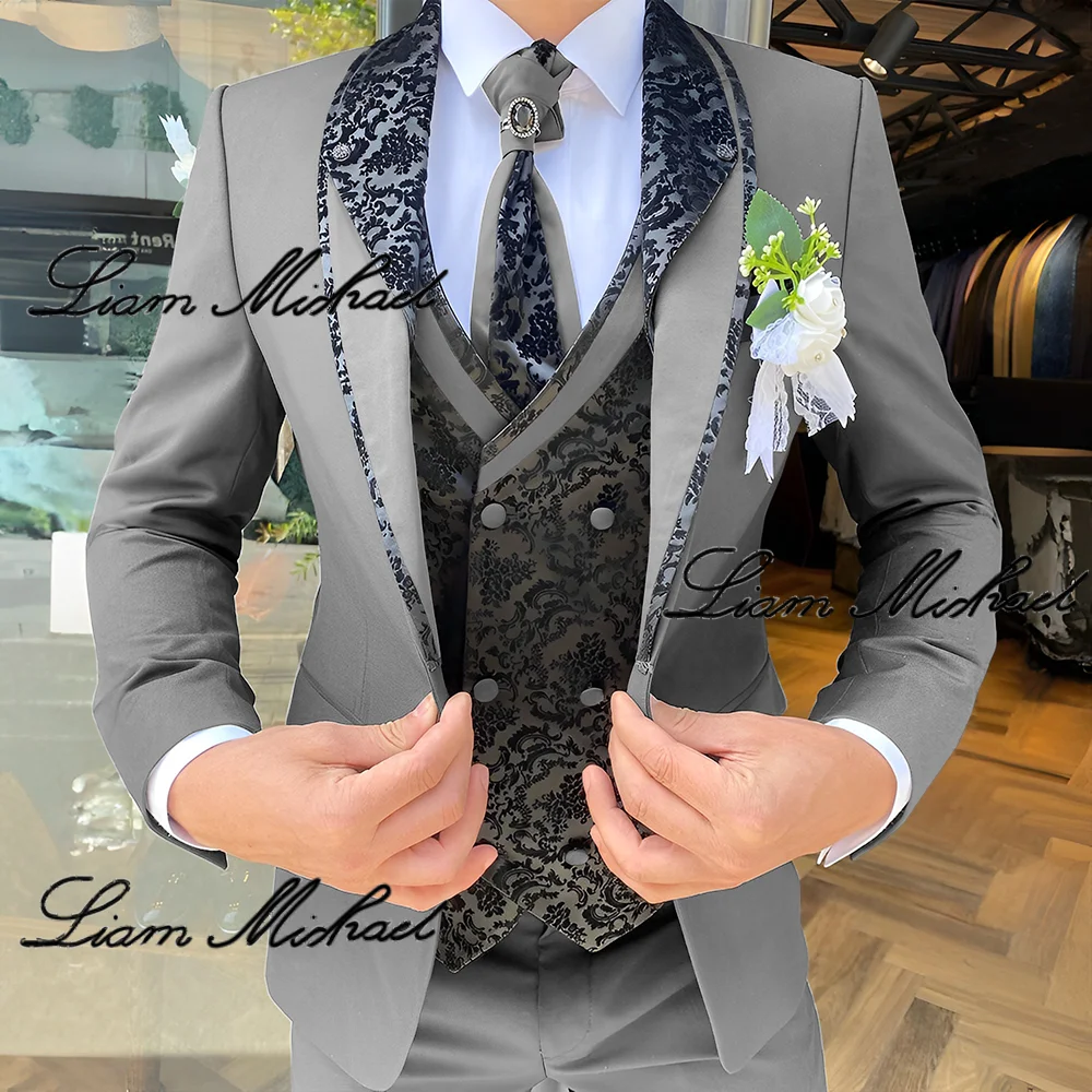 Beige Men's Suit 4-piece Set Wedding Groom Tuxedo Party Dress Elegant Men's Suit XS-5XL mens suit