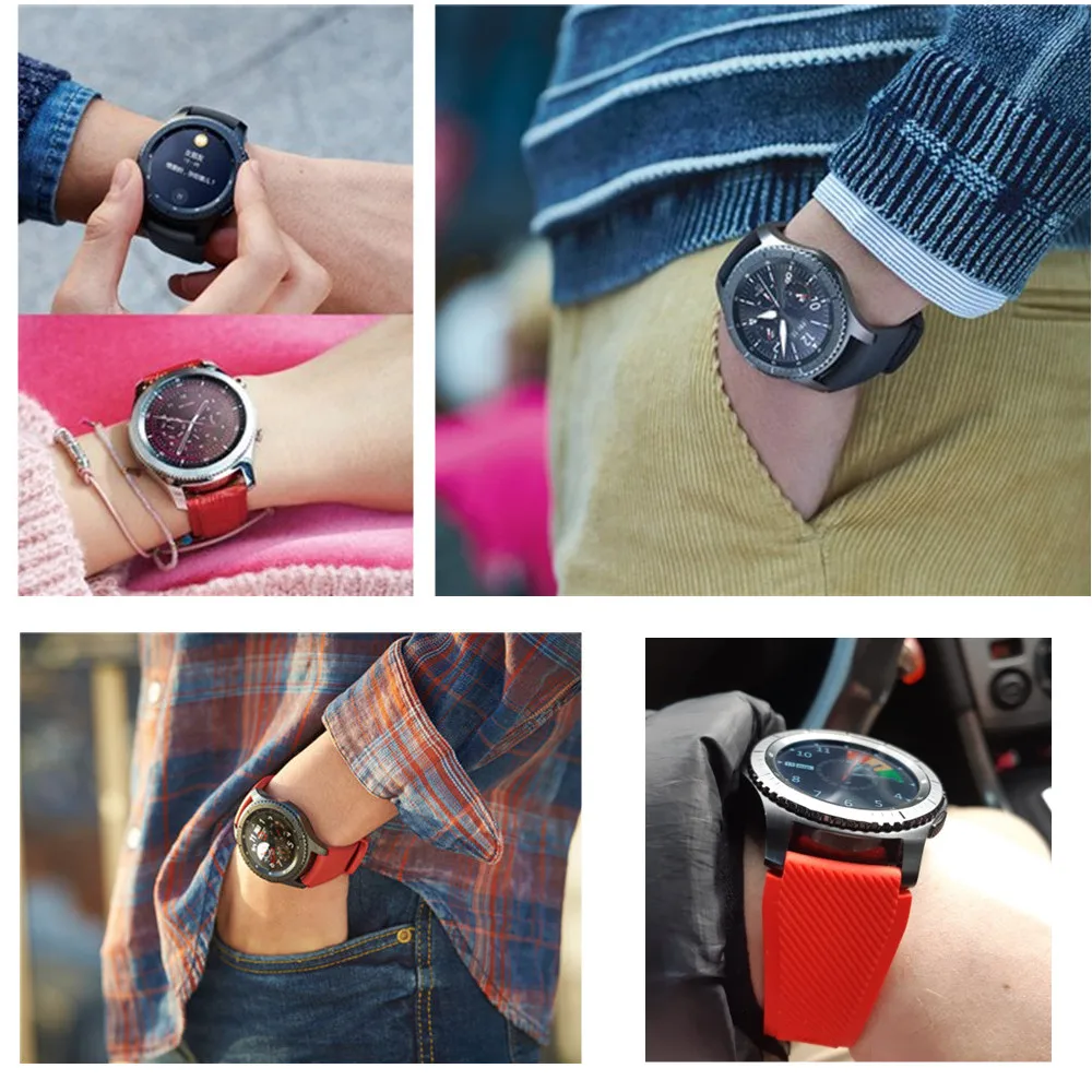 Bracelet de rechange en silicone pour montre Samsung Galaxy, 46mm, Gear S3 Amazfit GTR, montre de sport Huawei GT2/3, 46mm