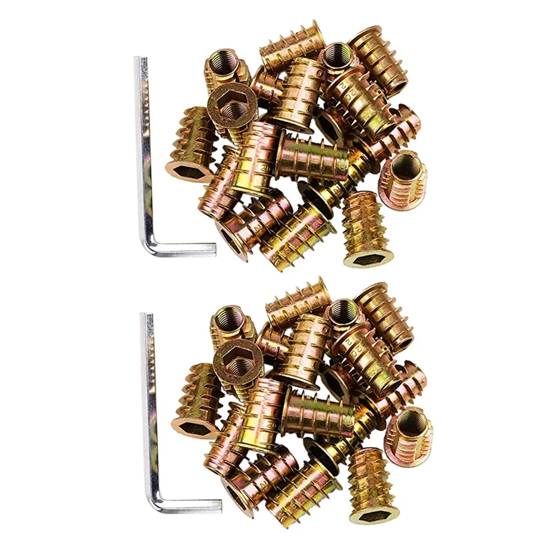 

200Pcs M6 X 15Mm Furniture Screw In Nut Threaded Wood Inserts Bolt Fastener Connector Hex Socket Drive