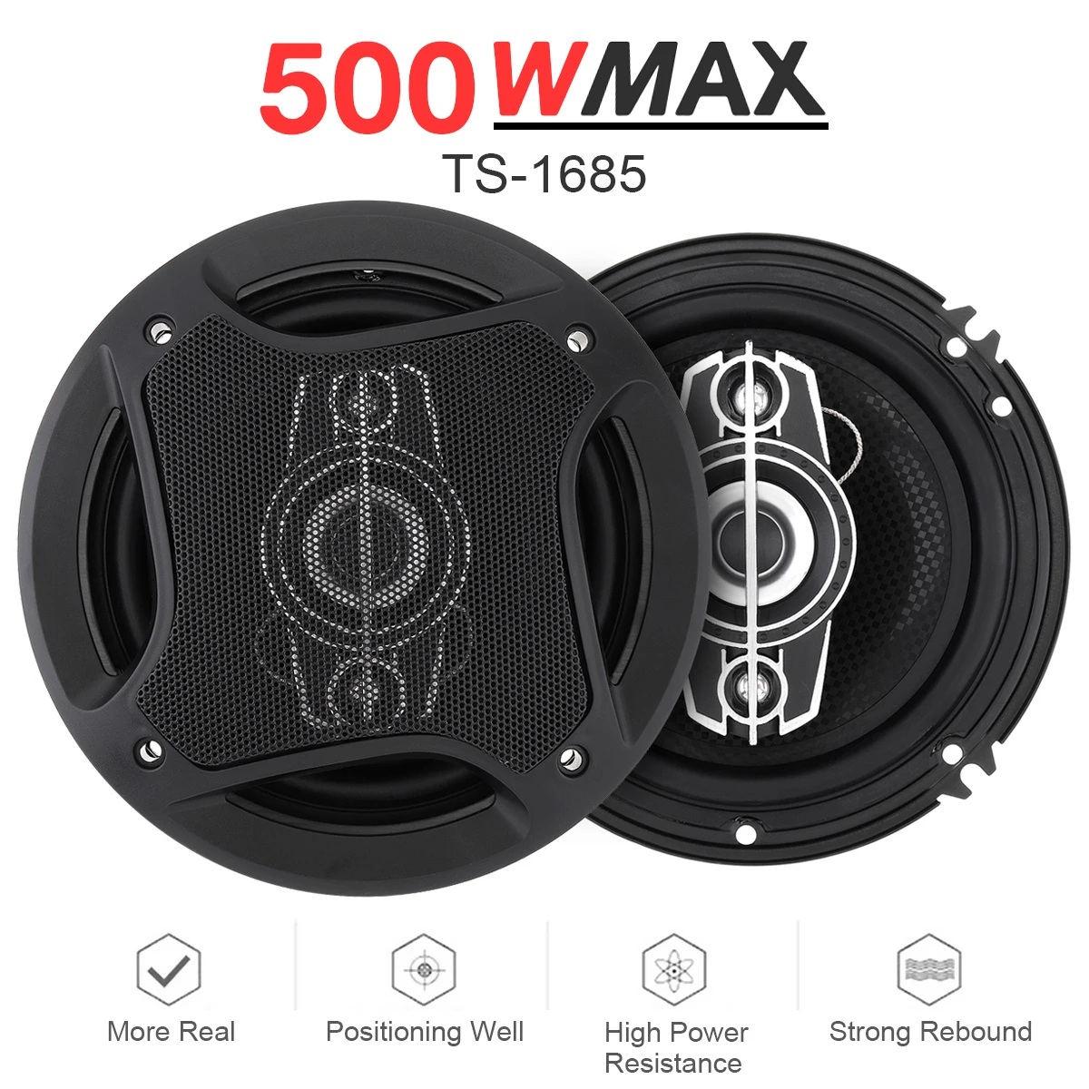 2pcs 6 Inch 500W Car Coaxial Speaker Auto Audio Music Stereo Full Range Frequency Hifi Non-destructive Installation