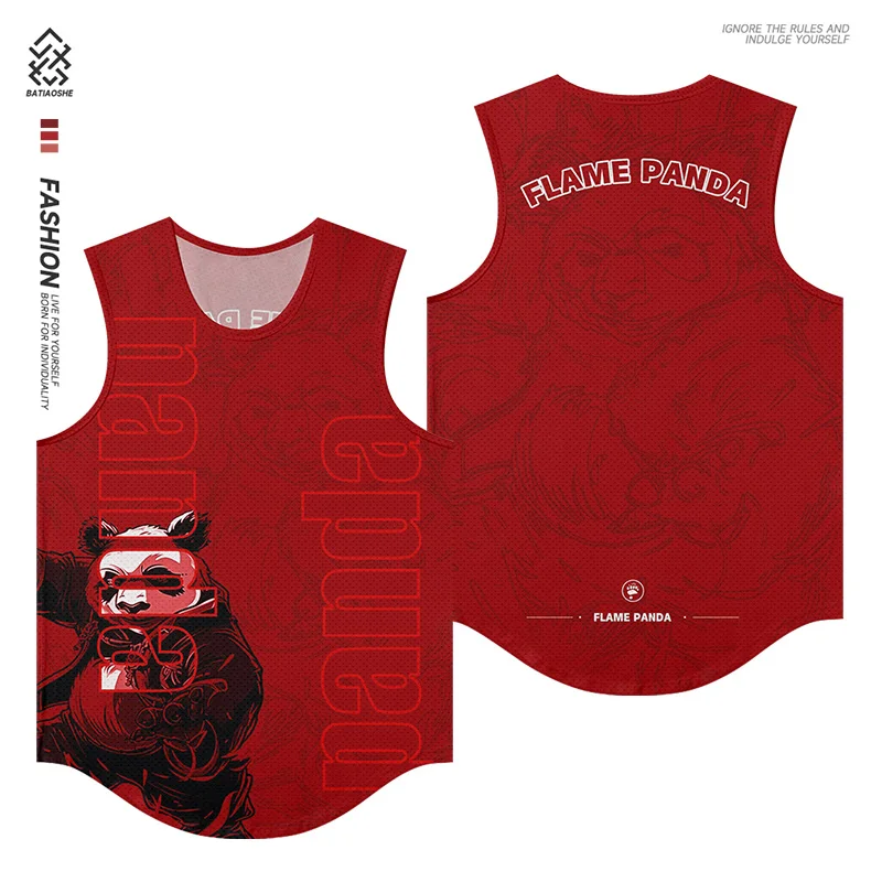 

Chinese Style Panda Printed Undershirt Men's National Tide Sleeveless T-shirt Casual Sports T-shirt Breathable Men's Undershirt