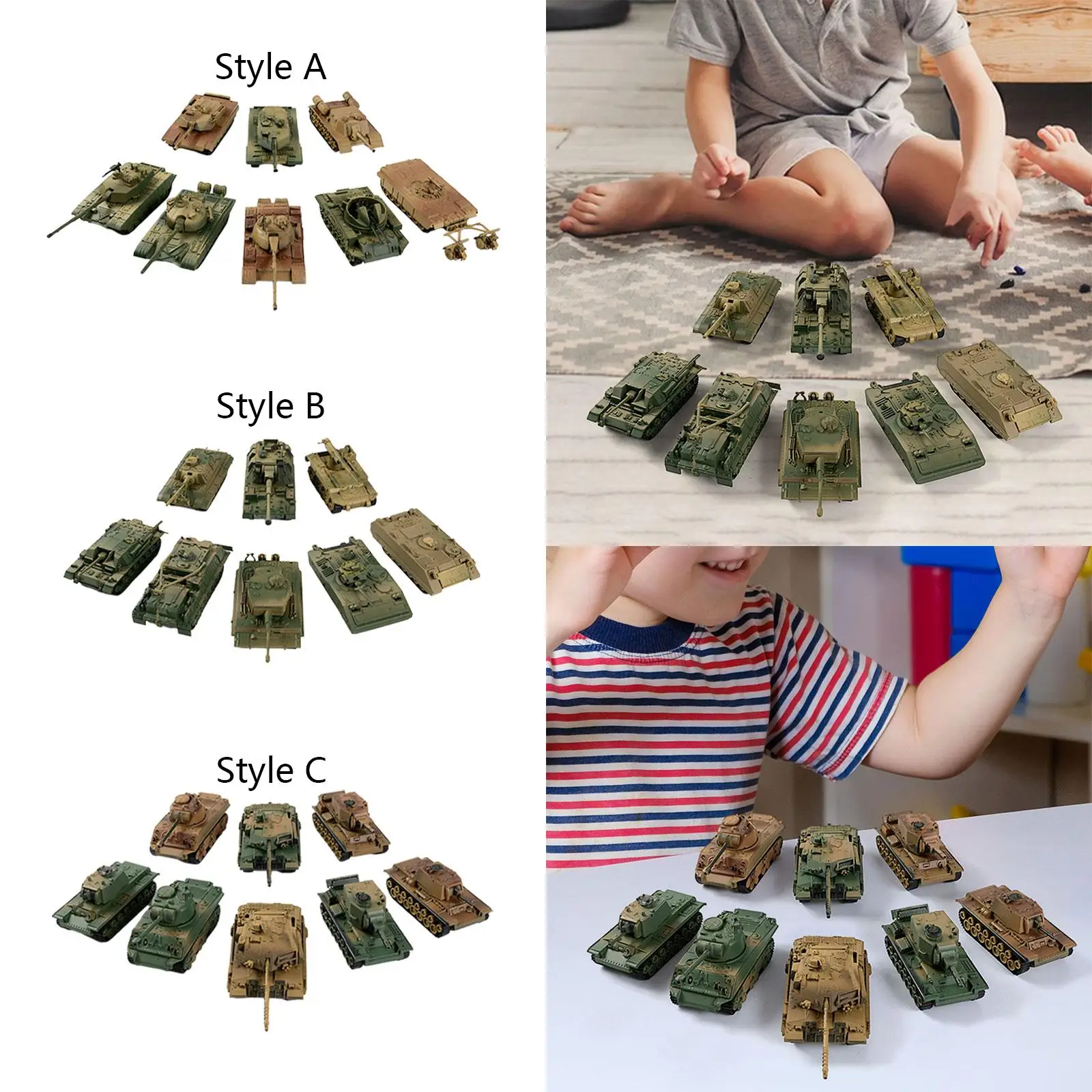 8x 1/72 탱크 모델 키트, 섬세한 디테일 건설, 4D DIY 조립, 파티 호의 수집품, 유품 전시, 어린이 소년