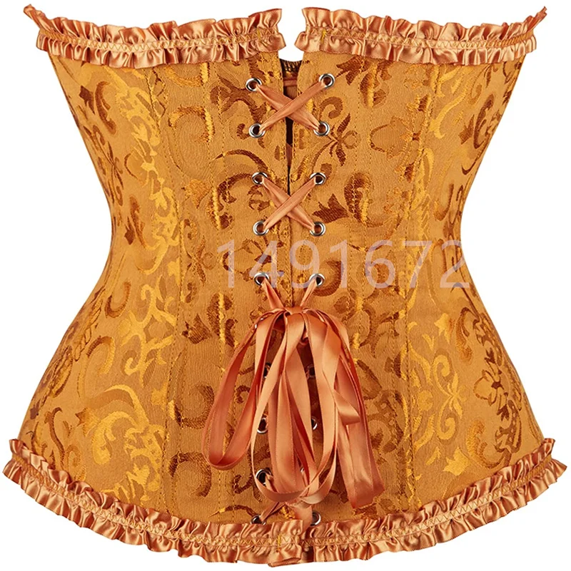 Corset Bustier Top Women's Plus Size Lace up Floral Gothic Brocade Vintage