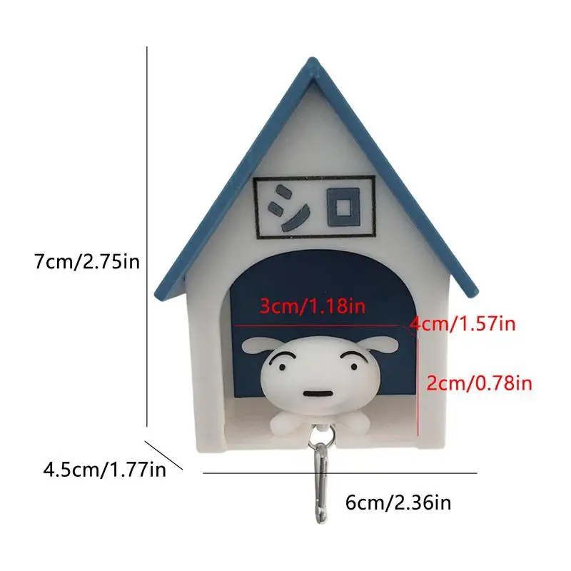 Creative Puppy Keychain Kawaii Dogs Key Hanger With Small House Adhesive Wall Mounted Keychain Hook For Room Home Decoration 6
