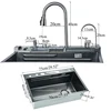 Waterfall Kitchen Sink 304 Stainless Steel With Digital Display Faucet Purified Water Mixer Crane And Wash Cup Tap Kitchen Parts 2
