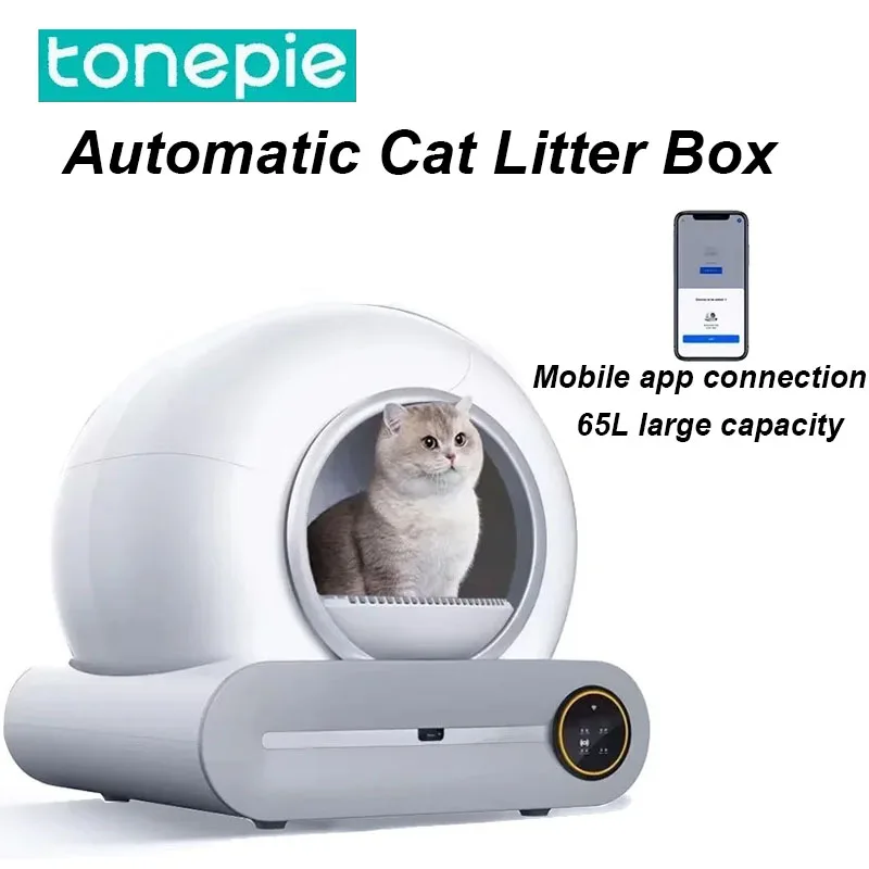 

Tonepie 65L Automatic Smart Cat Litter Box Self Cleaning App Control Pet Cats Toilet Litter Tray Ionic Deodorizer Arenero Gato