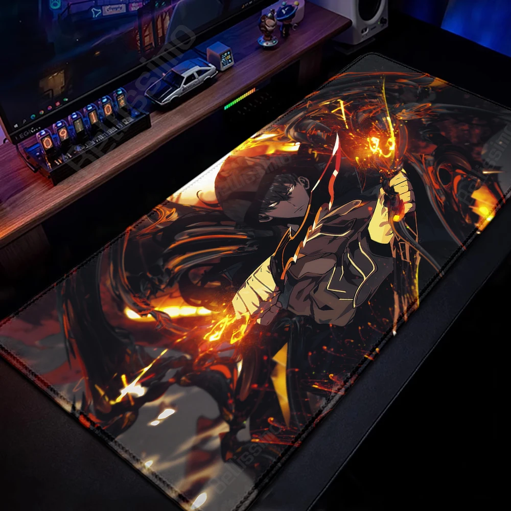 Premium Anime Solo Leveling Gaming Desk Mat - Extra-Large Non-slip HD Mouse Pad with Locking Edges (90x40cm)