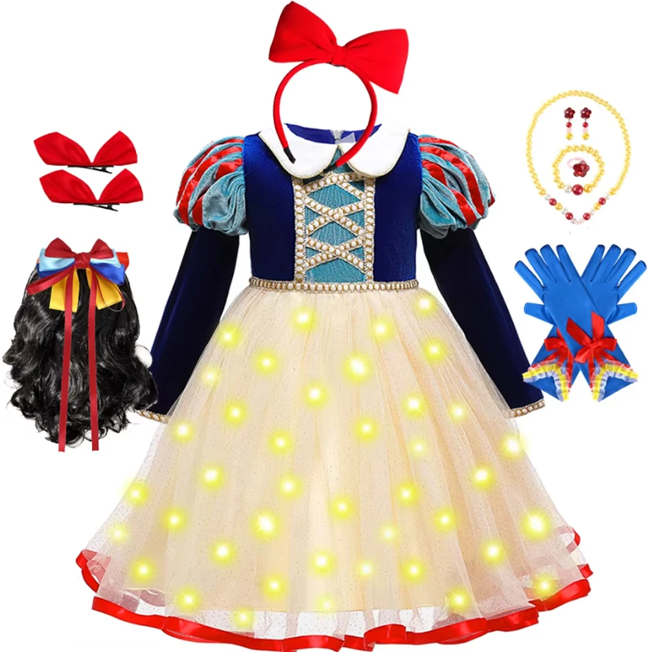 Snow White Fancy Princess Girls Dress Kids Carnival Christmas