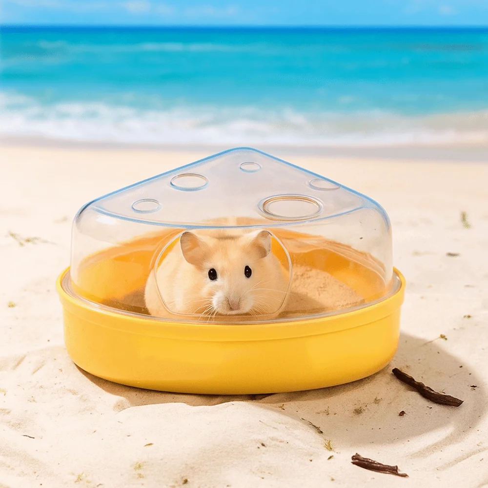 Image showcasing Transparent Hamster Sand Bath Box Escape-Proof Anti-spill Hamster ...