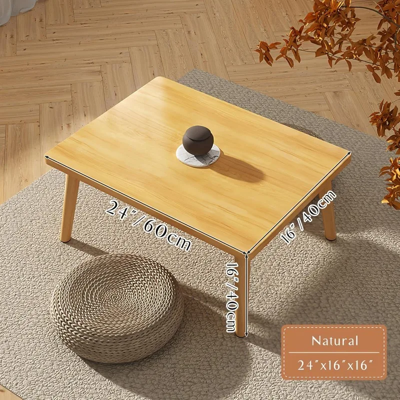 Small Coffee Table Low Table Solid Wood Sturdy Floor Table Desk for Sitting on The Floor, Storage and Living 3