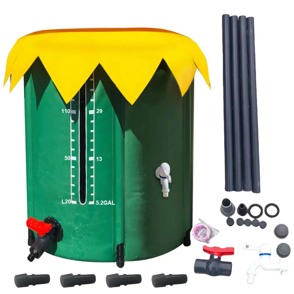 52 Gallon Rain Collection System Collapsible PVC Water Storage Tank Water Barrel Collector Garden Water Catcher