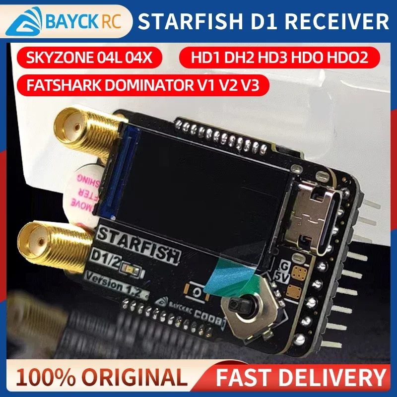 BAYCK STARFISH D1 Module Récepteur 5.8G Double Antenne pour Lunettes FPV Fatshark Skyzone