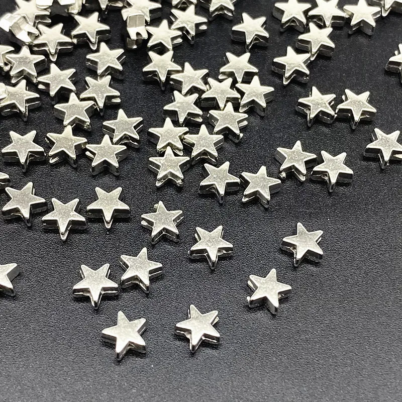Acrylic Spacer Beads 100Pcs 6mm Star Love Heart Gold Silver Loose For Jewelry Making