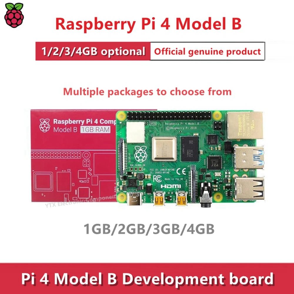 Original-Raspberry-Pi-4-4B-Official-Model-B-1GB-2GB-4GB-8GB-RAM-Option ...