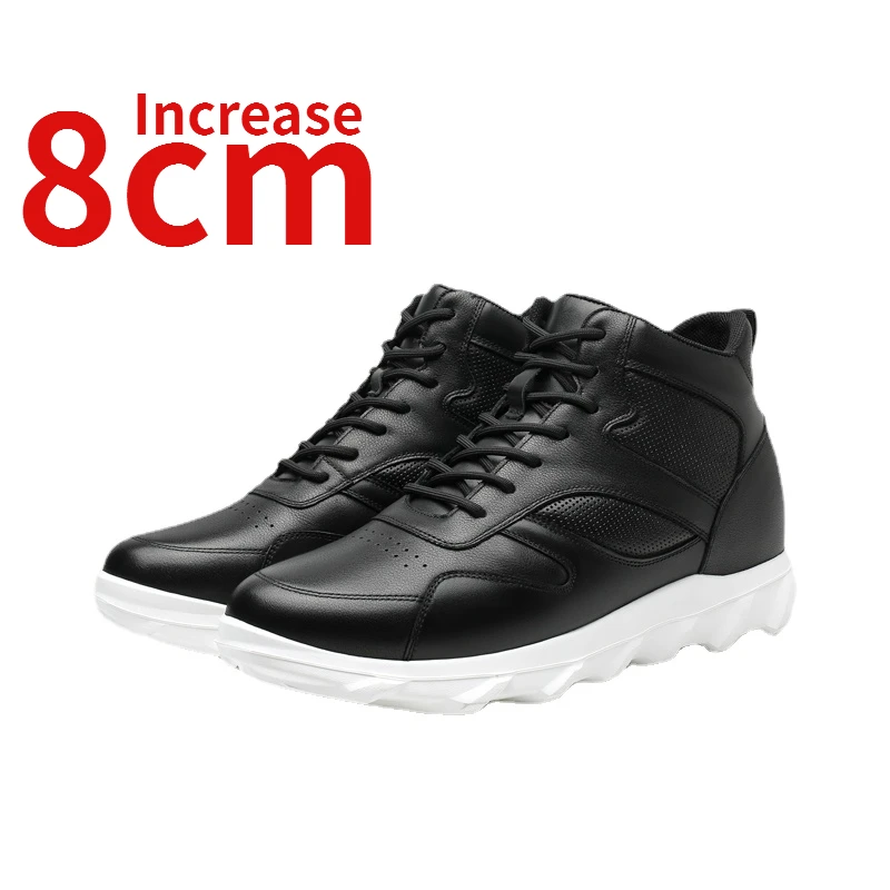 

Invisible Heightening Shoes Men's Increased 8cm Design daily Sports Casual Shoes Genuine Leather High Top Elevator Shoes for Men