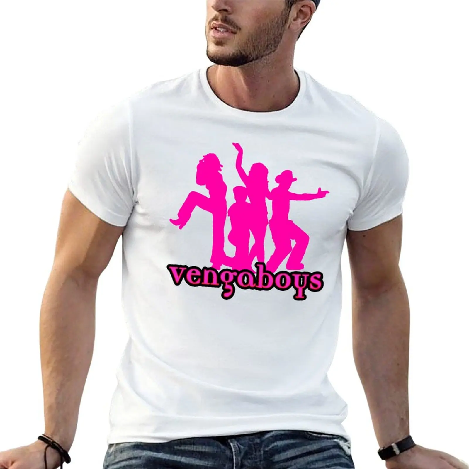 Vengaboys Pink Silhouette T-Shirt Kawaii Clothes Boys Whites Fruit Of The Loom Mens T-Shirt