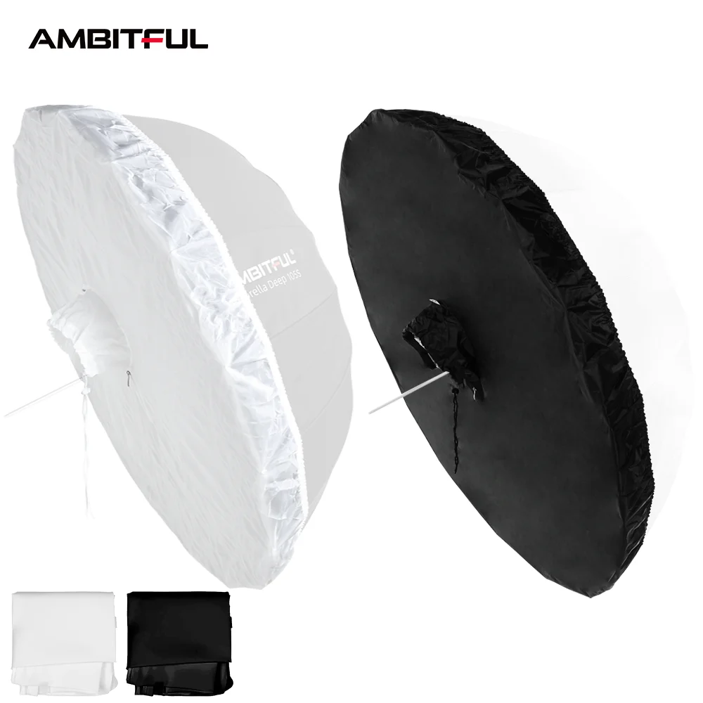 AMBITFUL 105cm 130cm 160cm 우산 디퓨저 화이트 투명 블랙 반사판 파라볼릭 우산 커버 (105cm 130cm 우산용)