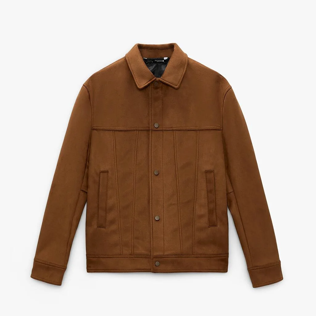 Suede Lapel Jacket for Men's Clothing, Worn Solid Color Slimming Outfit, 2023 New Men's Street Clothing Jacket Short Homme