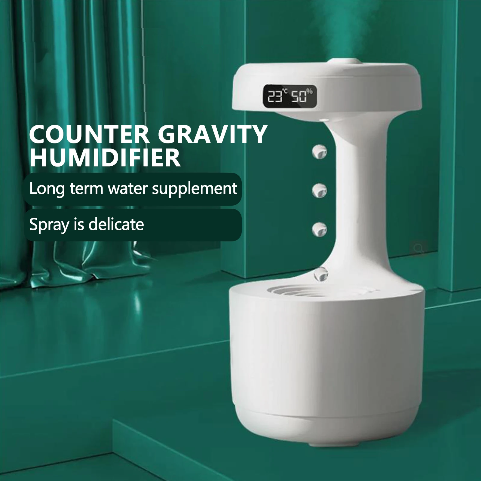 Humidificateur anti-gravité, humidificateur de goutte de pluie,  humidificateur pur pour chambre à coucher, humidificateur personnel pour  bureau (noir)