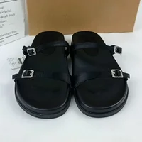 2025 Summer Women Flat Sandals Open Toe Black Casual Beach Shoes for Lady Thick Sole Platform Buckle Strap Outdoor Footwear - Image 2