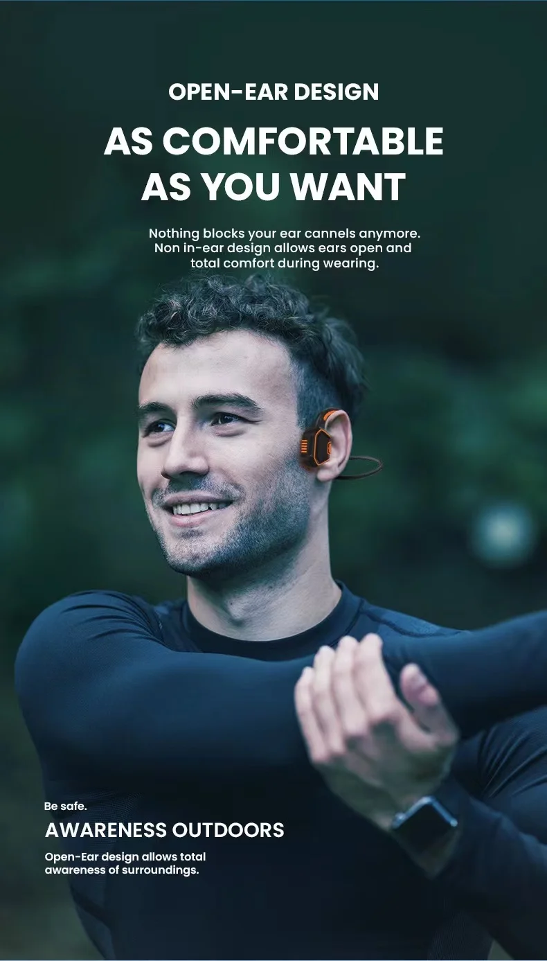 

Bone conductive headset sports running wireless not into the ear 16g memory hanging ear riding bluetooth headset