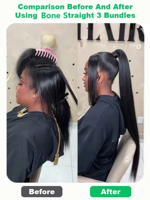 30 32 Inch 14A Bone Straight Human Hair Bundle Natural Black 3 4 Bundles Remy Unprocessed Virgin 100% Raw Human Hair Extensions