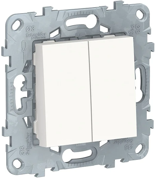Выключатель Schneider Electric NU521118 UnicaNew белый 2-клавишный сх. 5 10 AX 250В | Обустройство дома