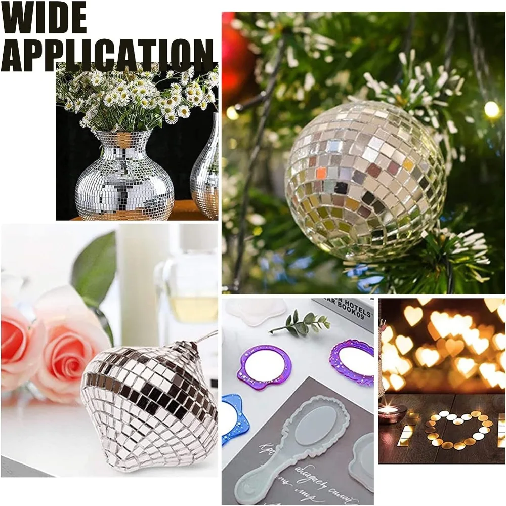 200pcs Triangle Mosaic Mirror 0.9 Inch Decorative Acrylic Mirror Adhesive Craft Mini Tiles Small Wall for Arts