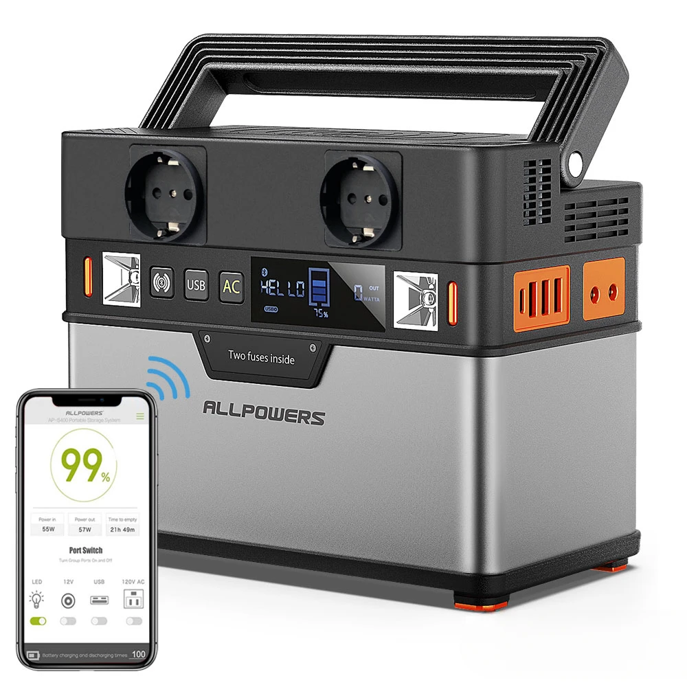 Портативная электростанция для ALLPOWERS, портативная электростанция с генератором синусоидальной волны 110 В, 220 В переменного тока, 300 Вт, для автомобильного холодильника, телевизора, дрона, ноутбуков