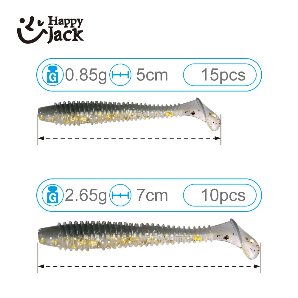 Happyjack 2024 Shad Fishing Lure Soft 15pcs 5cm10pcs7cm  Soft Worm Lures Plastics Baits Swimbait Jigging Lure Artificial Baits