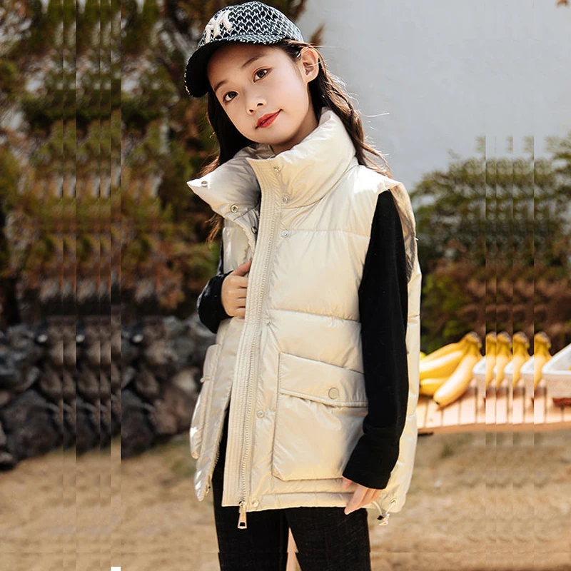 

Girls Sleeveless Jacket Vest Girls Autumn Winter Down Vest Waistcoats Children Clothing Kids Warm Coat Cotton Down Parka Vest
