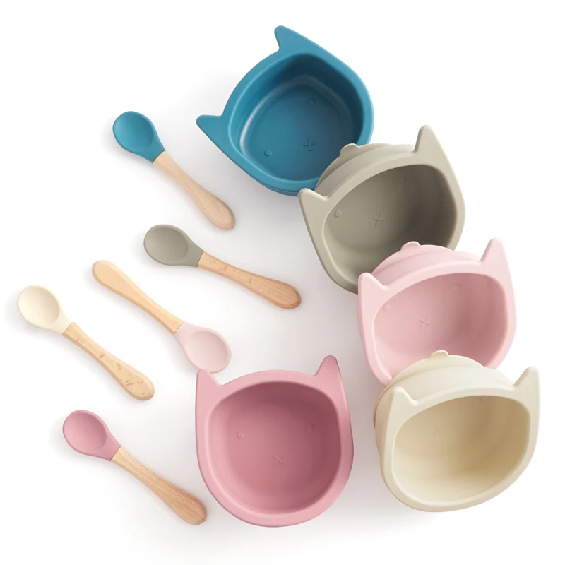 1PCS BPA Free Silicone Feeding Sucker Bowl Baby Dishes Kid Dinner Food Grade Silicone Baby Tableware Baby Stuff 2
