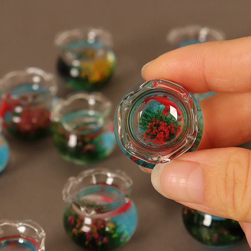 1/6 1/12 Miniature Dollhouse Furniture Accessories Mini Fish Tank Bowl Aquarium Model Toys for Doll House Home Ornament Decor 6