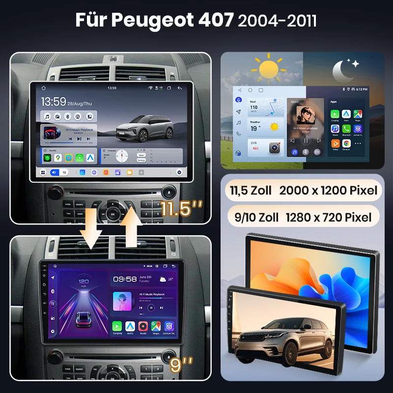 Radio para coche Junsun de 9 pulgadas con Android 15 para Peugeot 407 CC SW 2004-2011, inalámbrico para Apple CarPlay, pantalla táctil, reproductor multimedia de vídeo, sistemas inteligentes para automóvil, 2 Din, autorradio, unidad principal, navegación GPS, BT, 4G, WIFI, 8 núcleos, SWC, FM, AM, DSP, RDS, DAB 2