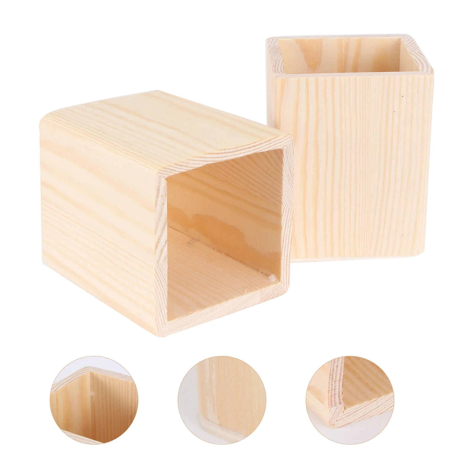 

Wooden Pencil Holder Container Desk Pen Cup Brush Stationery Storage Box Office Organizer