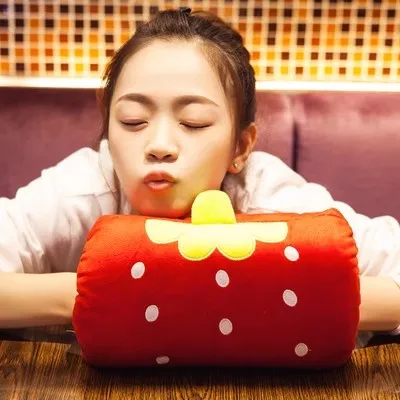 Cartoon cute nap pillow Cartoon warm hand cover cylinder cushion hand cover pillow creative warm hand pillow Stuffed toy girl 2