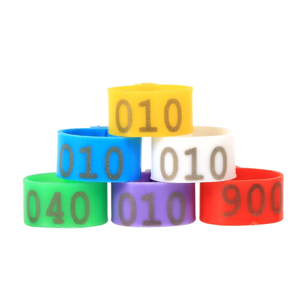Bird Leg Rings Poultry Leg Bands 6Colors /Bag 16MM 001-100 Numbered Plastic Poultry Chickens Ducks Goose Bands Rings plastic poultry leg clips