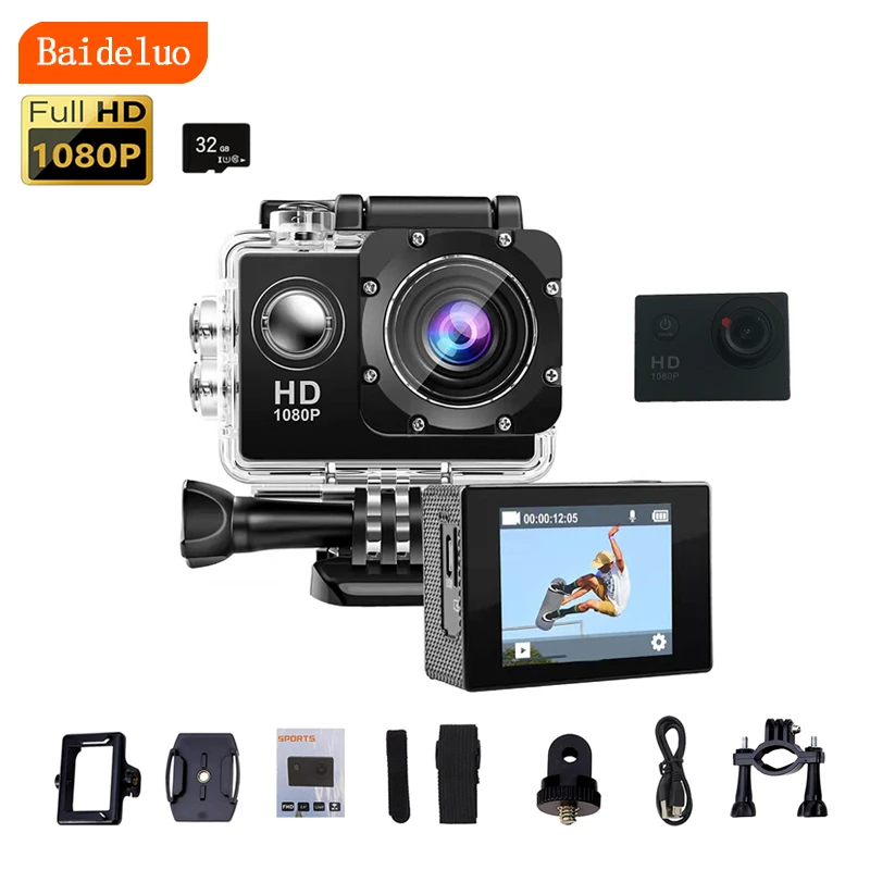 Mini Action camera UHD diving recorder cycle record waterproof helmet record wide Angle underwater outdoor sports camera