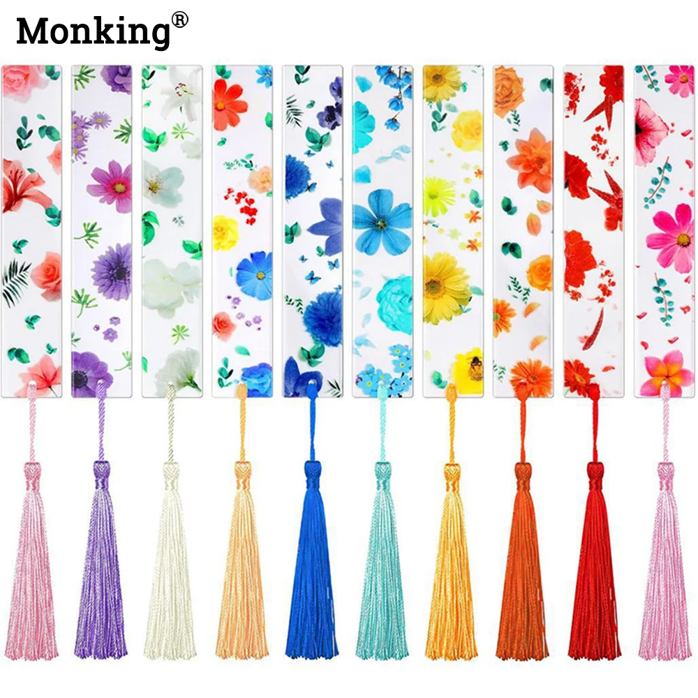 Acrylic Flower Printed Bookmark Flower Book Markers Page Clip for Book Lovers Writers Readers Monking